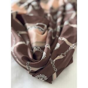 90's early 2000 Made in Italy Square Scarf Equestrian‎ Chain Silky Print